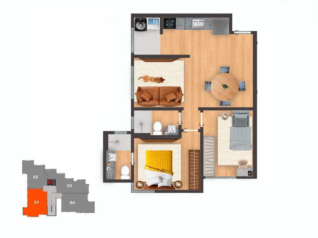 Apartamento, Vila Nova Vista, 2 Quartos, 1 Vaga