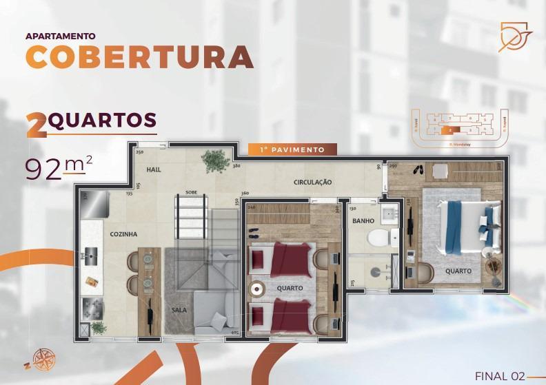 Cobertura, Guarani, 2 Quartos, 1 Vaga