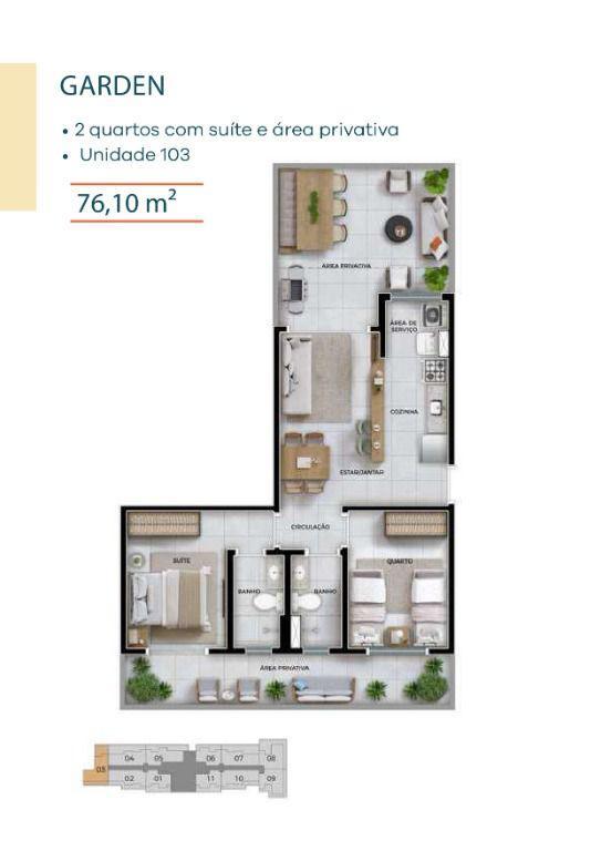 Apartamento, Serrano, 2 Quartos, 1 Vaga