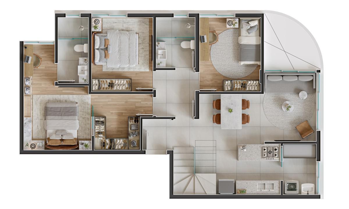 Cobertura, Santa Lúcia, 3 Quartos, 2 Vagas, 1 Suíte