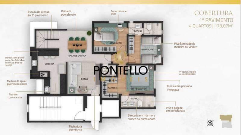 Cobertura, Carmo, 4 Quartos, 3 Vagas, 2 Suítes