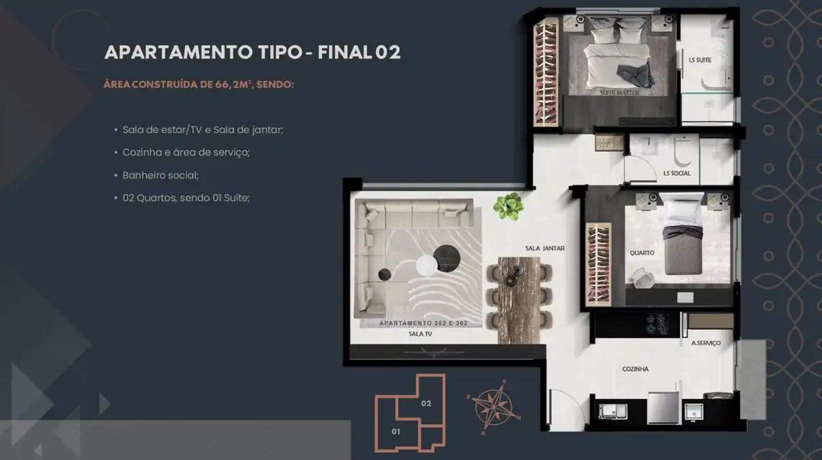 Apartamento, Grajaú, 2 Quartos, 1 Vaga, 1 Suíte