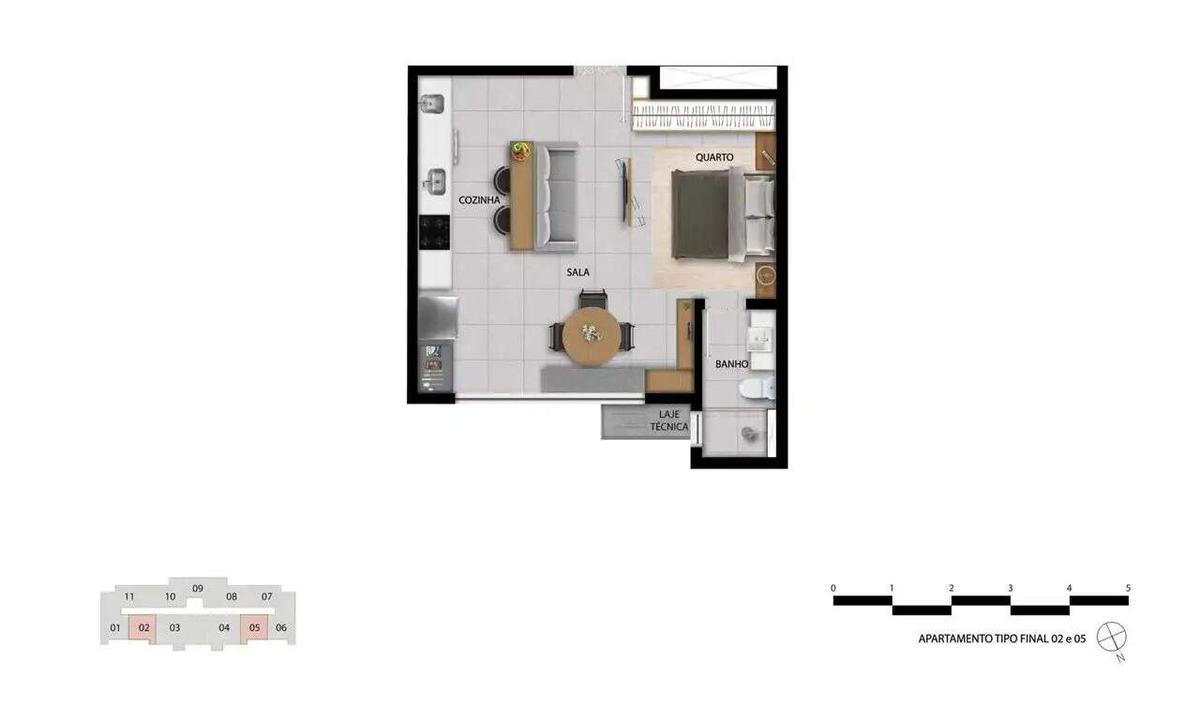 Apartamento, Lourdes, 1 Quarto, 0 Vaga, 1 Suíte