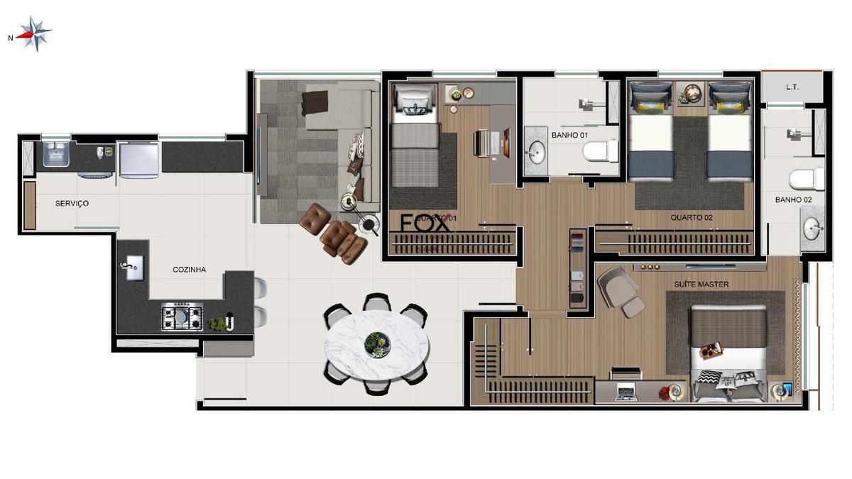 Apartamento, Funcionários, 3 Quartos, 2 Vagas, 1 Suíte