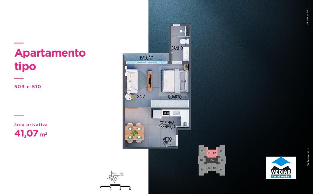 Apartamento, Santa Efigênia, 1 Quarto, 0 Vaga, 1 Suíte