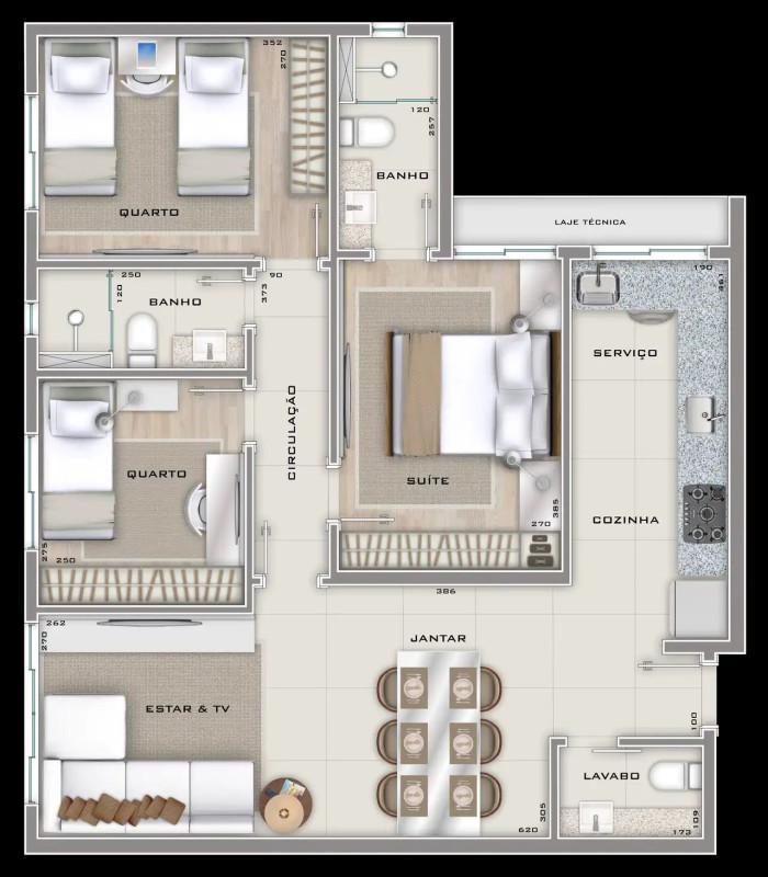 Apartamento, Floresta, 3 Quartos, 2 Vagas, 1 Suíte