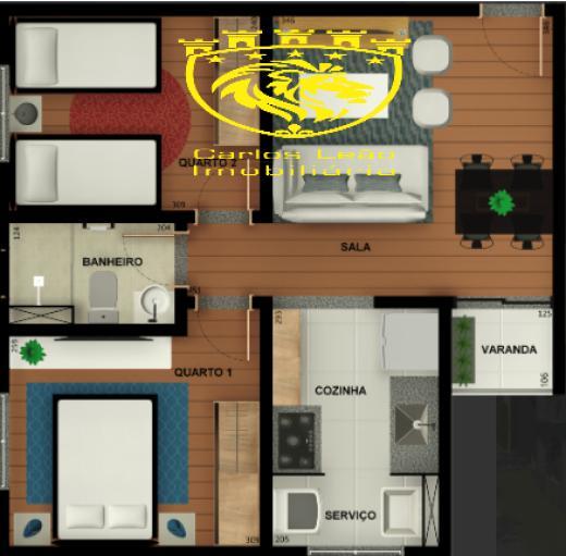 Apartamento, Diamante, 2 Quartos, 1 Vaga