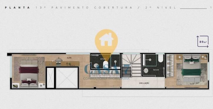 Cobertura, Funcionários, 2 Quartos, 0 Vaga, 1 Suíte