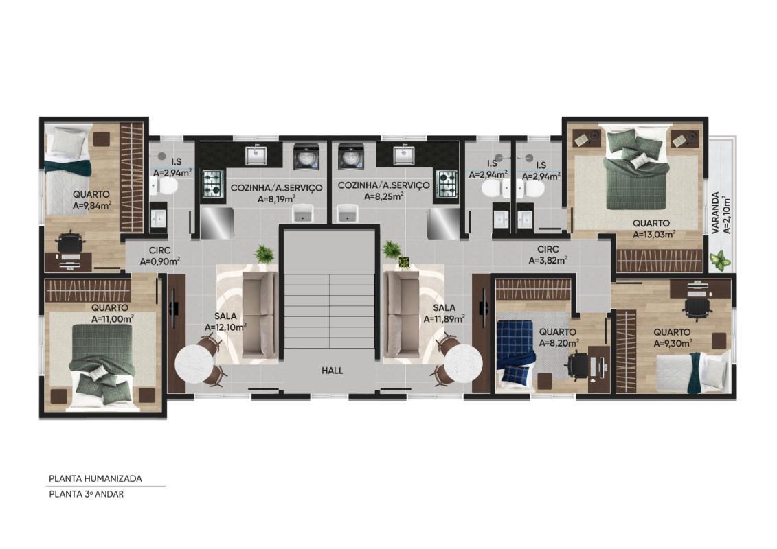 Apartamento, Palmeiras, 2 Quartos, 2 Vagas
