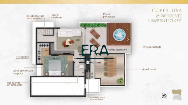 Cobertura, Carmo, 4 Quartos, 3 Vagas, 4 Suítes