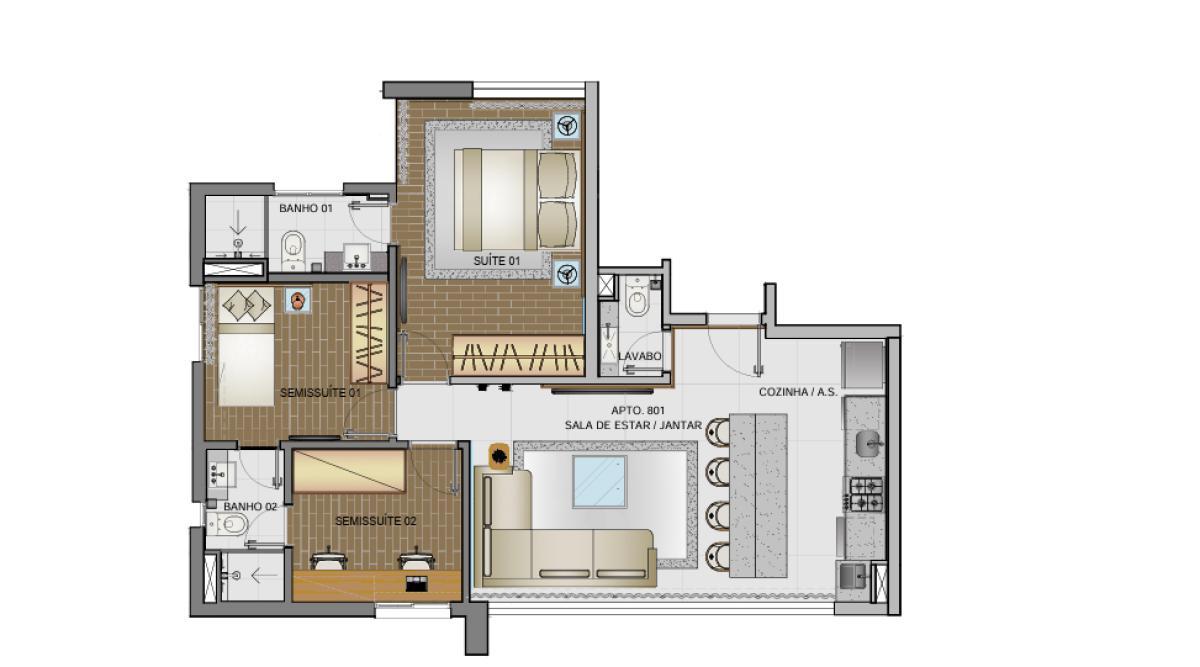 Apartamento, Luxemburgo, 3 Quartos, 2 Vagas, 1 Suíte