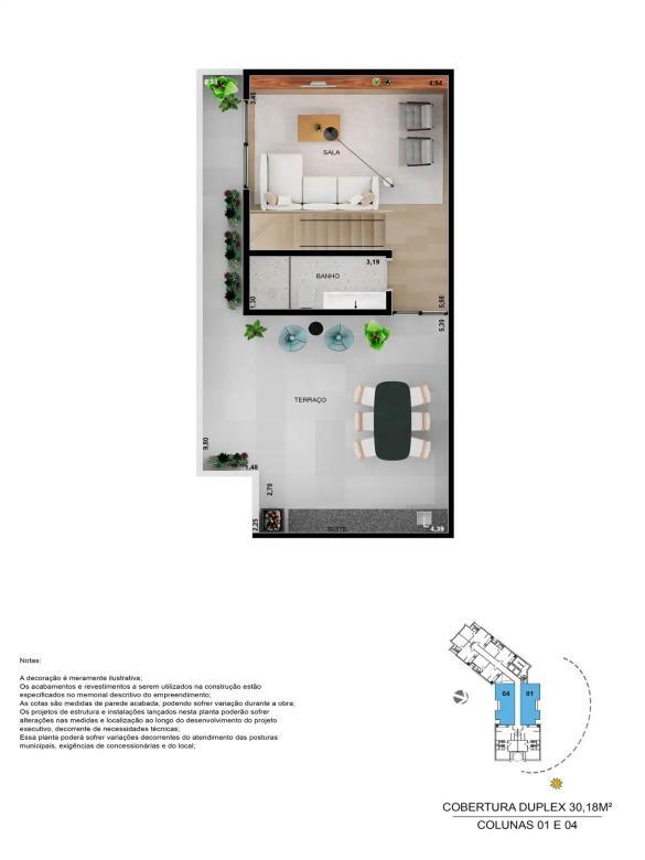 Apartamento, Serra, 1 Quarto, 0 Vaga, 1 Suíte
