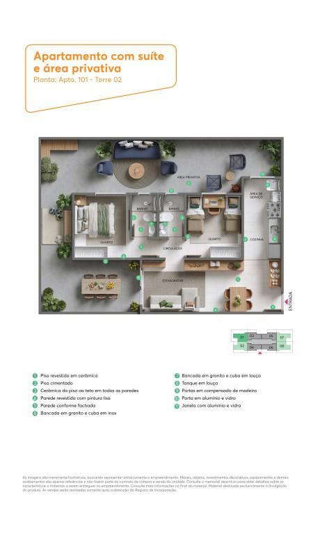 Apartamento, Três Barras, 2 Quartos, 1 Vaga, 1 Suíte