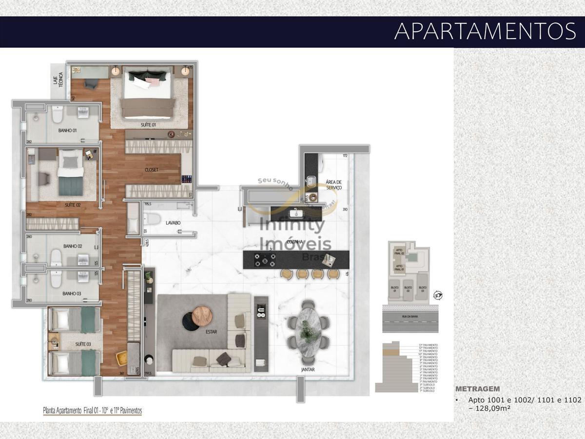 Apartamento, Lourdes, 3 Quartos