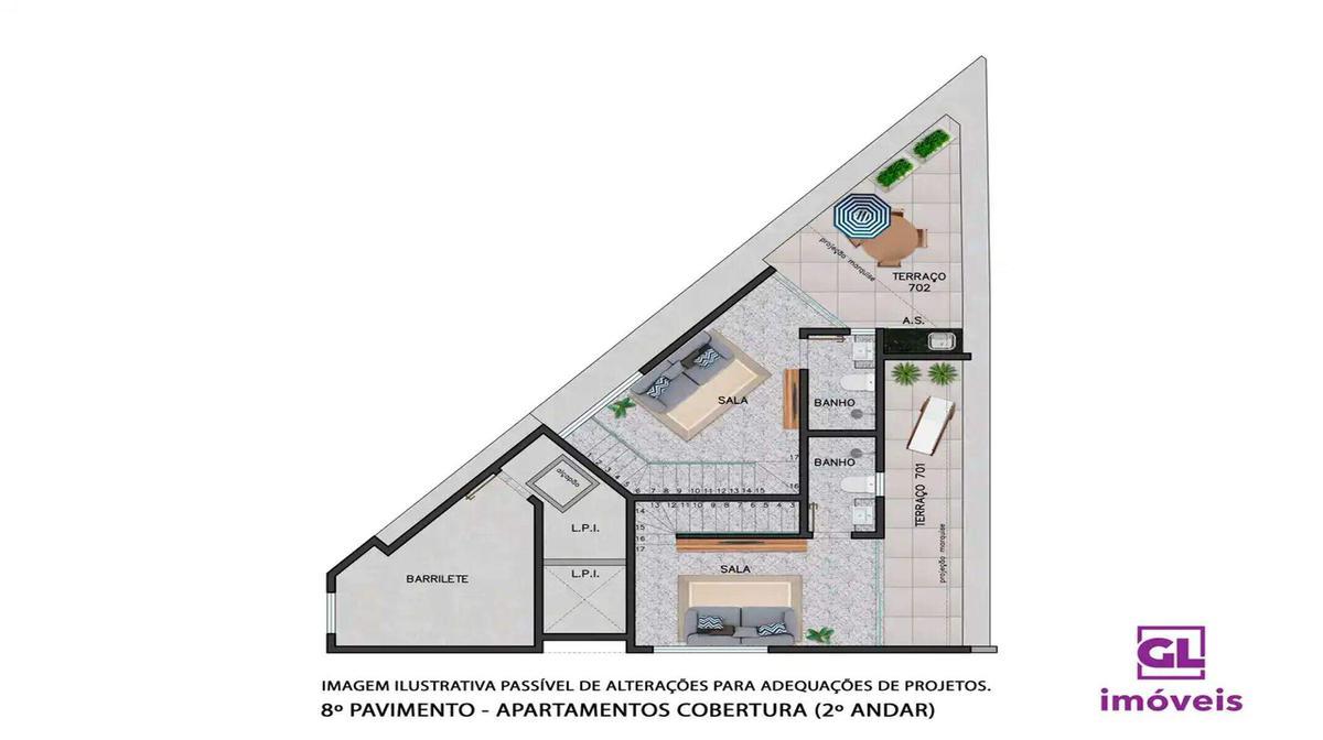 Apartamento, Funcionários, 1 Quarto, 2 Vagas, 1 Suíte