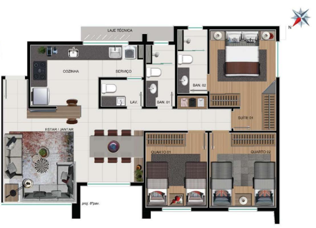 Apartamento, Cruzeiro, 3 Quartos, 1 Vaga, 1 Suíte