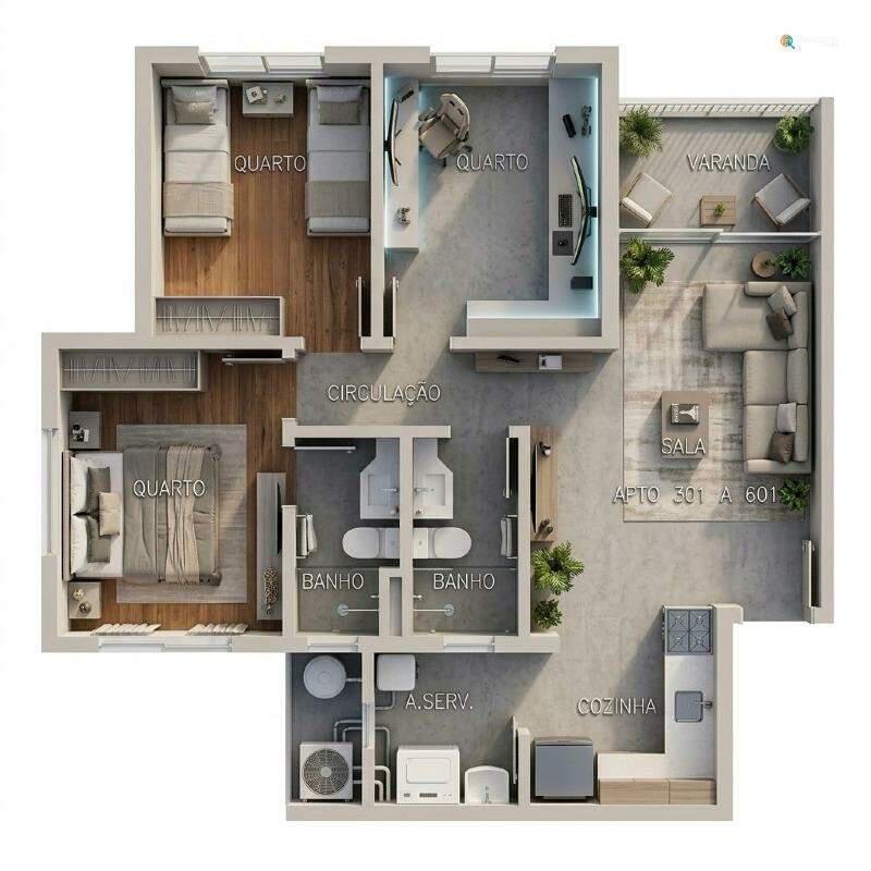Apartamento, Nossa Senhora das Graças, 2 Quartos, 2 Vagas