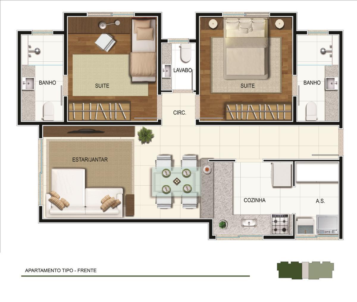 Apartamento, Anchieta, 2 Quartos, 2 Vagas, 2 Suítes