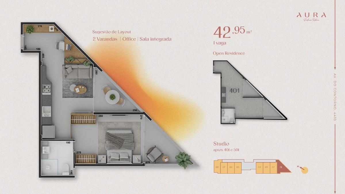 Apartamento, Funcionários, 2 Quartos, 1 Vaga, 1 Suíte
