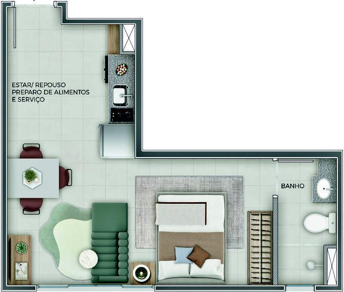 Apartamento, São Cristóvão, 1 Quarto, 0 Vaga, 1 Suíte