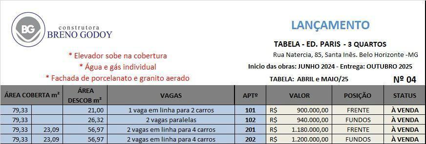 Apartamento, Santa Inês, 3 Quartos, 1 Vaga