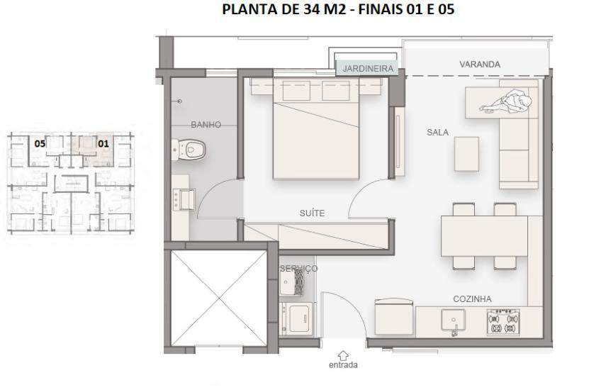 Apartamento, Nova Granada, 1 Quarto, 1 Vaga, 1 Suíte