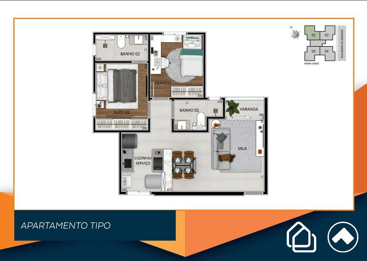 Apartamento, Santa Branca, 2 Quartos, 1 Vaga, 1 Suíte