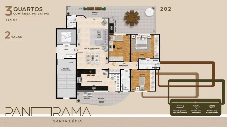Cobertura, Santa Lúcia, 3 Quartos, 2 Vagas, 1 Suíte