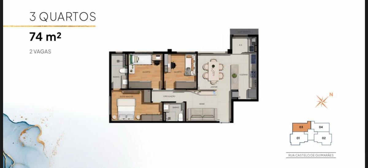 Apartamento, Castelo, 3 Quartos, 2 Vagas, 1 Suíte