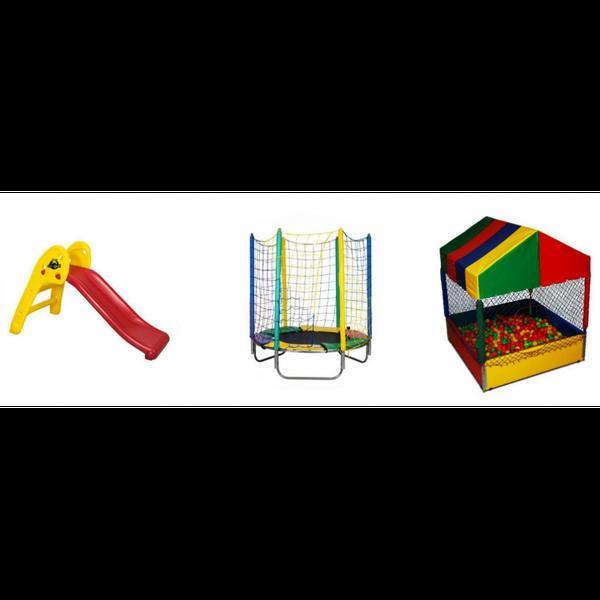 Kit Promocional -cama Elástica 1.50 M ,piscina de Bolinhas 1.50 M C/ 500 Bolinhas , Escorregador 2 Degraus