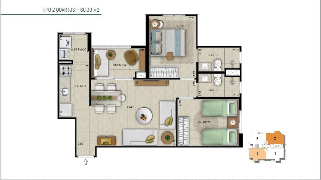 Apartamento, Vila Nova Vista, 3 Quartos, 1 Vaga, 1 Suíte