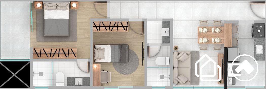 Apartamento, Funcionários, 2 Quartos, 2 Vagas, 1 Suíte