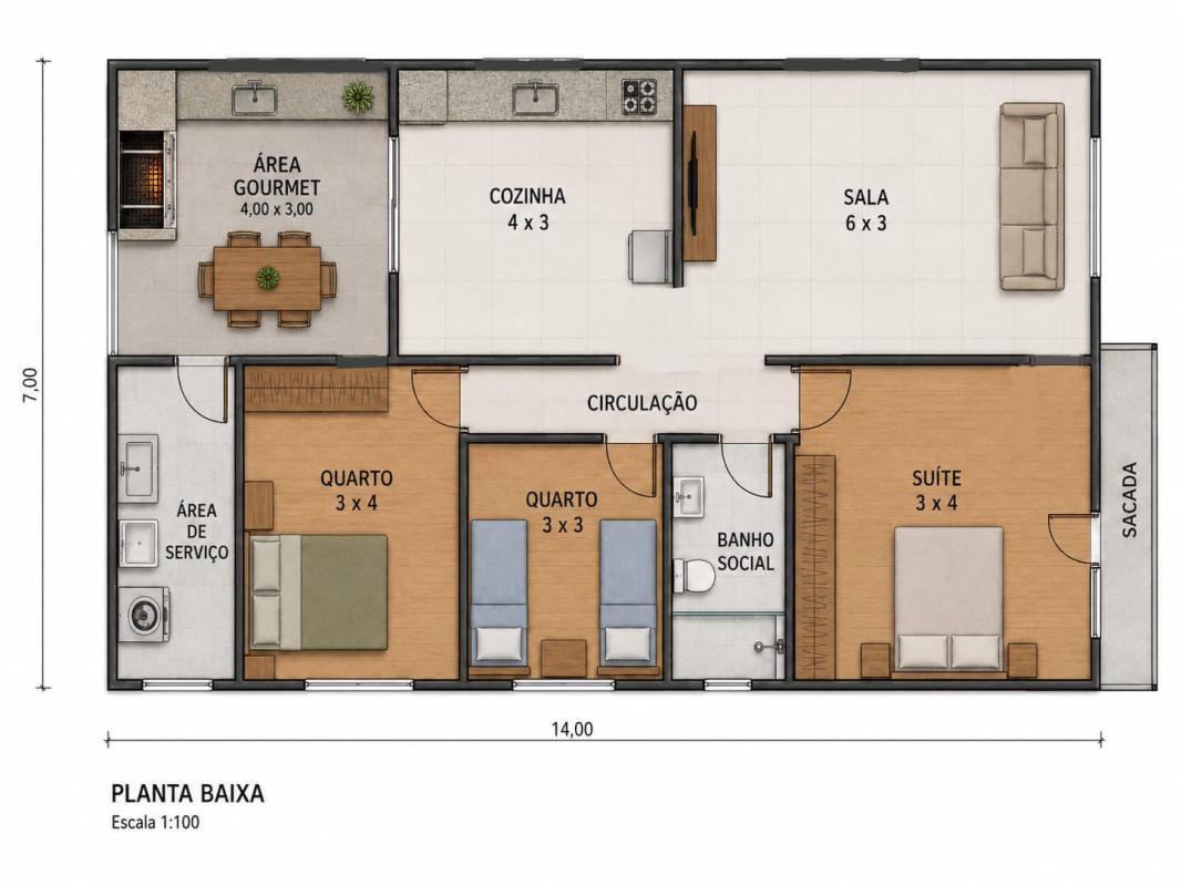 Casa, Jardim Rosario, 3 Quartos, 2 Vagas, 1 Suíte