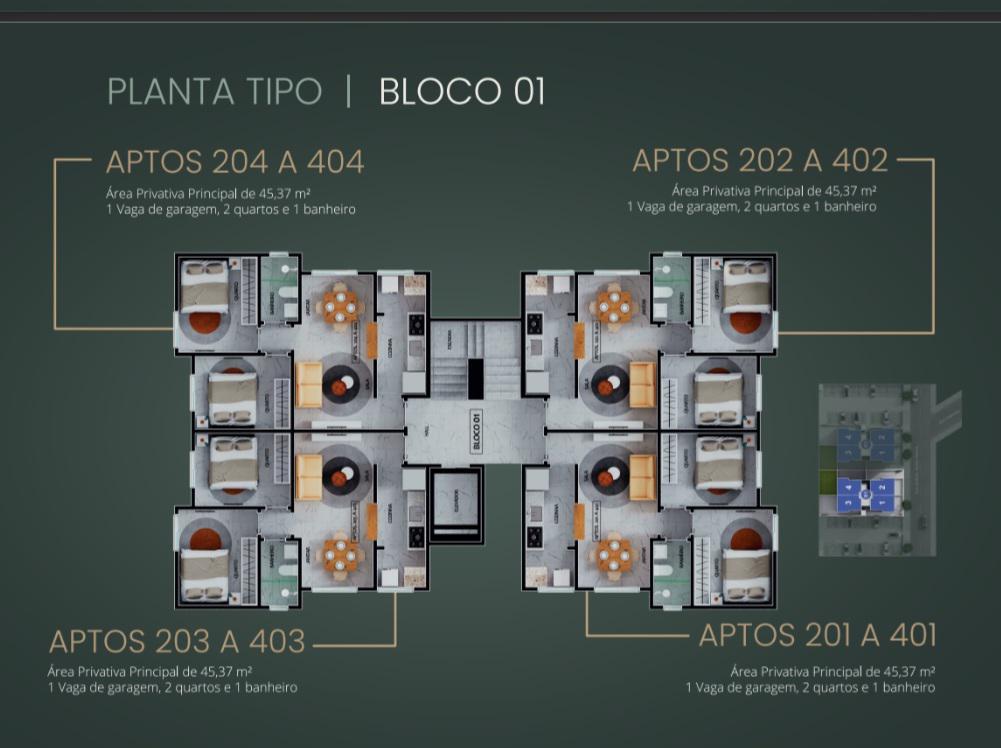 Apartamento, Guarani, 2 Quartos, 1 Vaga