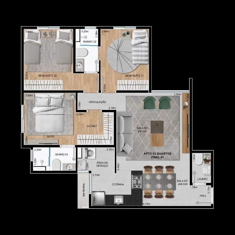 Apartamento, Grajaú, 2 Quartos, 2 Vagas, 2 Suítes