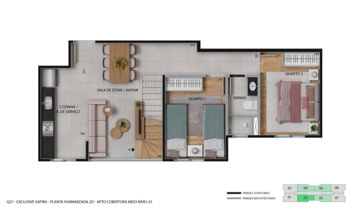 Apartamento, Três Barras, 0 Quarto, 1 Vaga