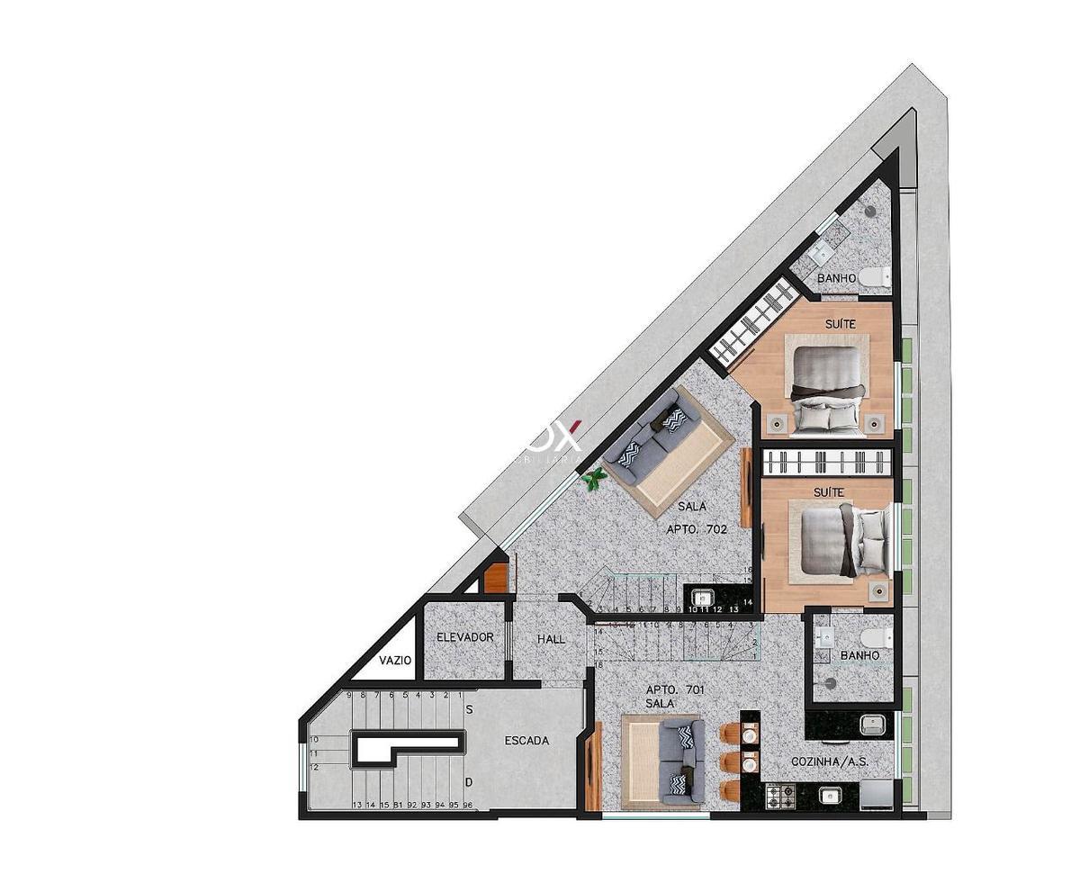 Apartamento, Funcionários, 2 Quartos, 1 Vaga, 1 Suíte