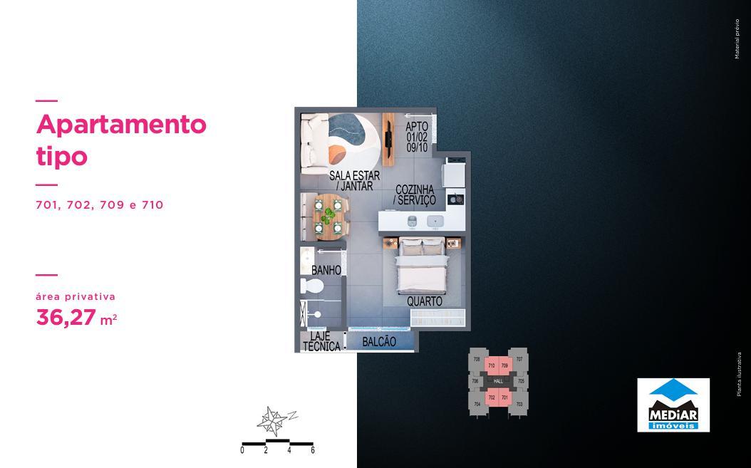 Apartamento, Santa Efigênia, 1 Quarto, 0 Vaga, 1 Suíte