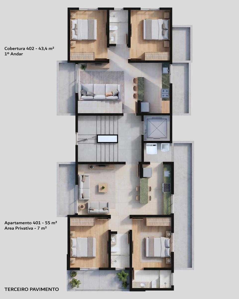 Cobertura, Santa Mônica, 3 Quartos, 1 Vaga, 1 Suíte