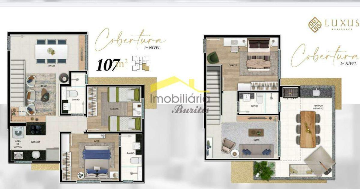 Cobertura, Buritis, 2 Quartos, 2 Vagas, 1 Suíte