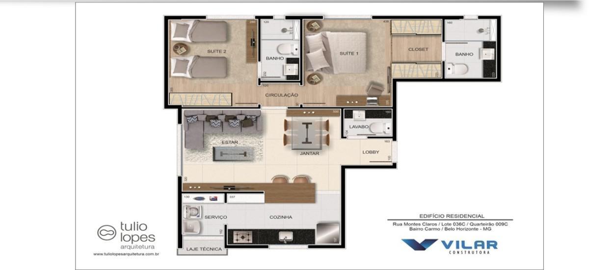 Apartamento, Carmo, 2 Quartos, 2 Vagas, 2 Suítes