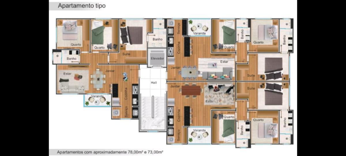 Apartamento, Diamante, 3 Quartos, 2 Vagas, 1 Suíte