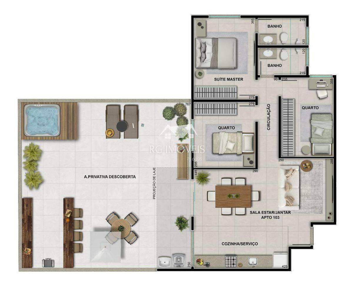 Cobertura, Jardim Industrial, 2 Quartos, 2 Vagas, 1 Suíte