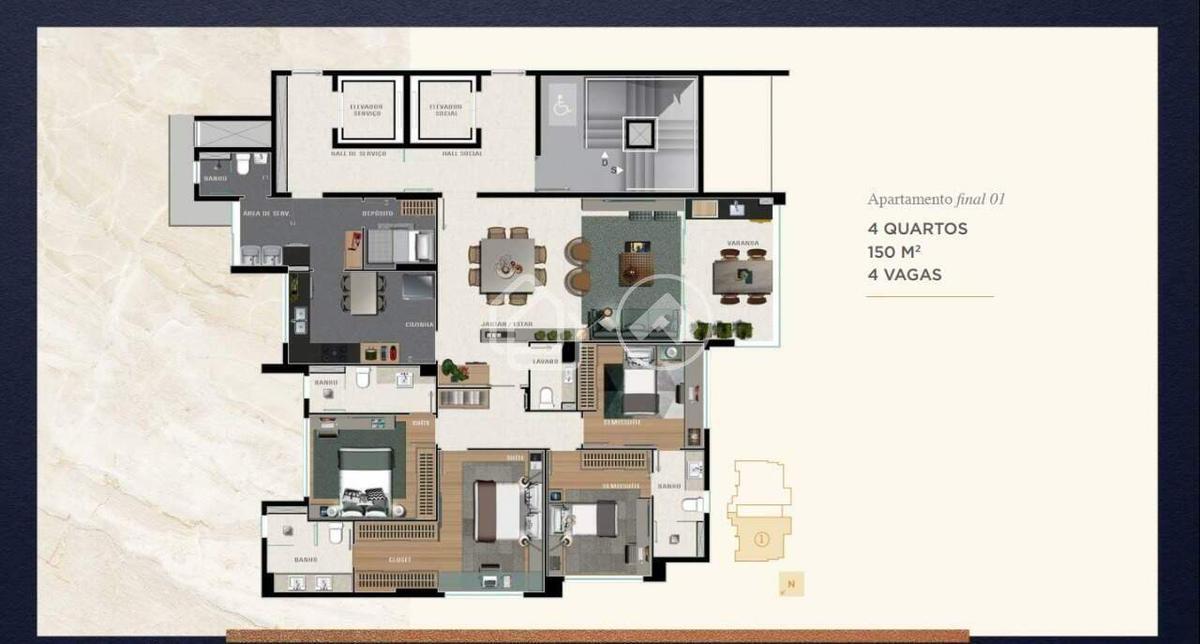 Apartamento, Serra, 4 Quartos, 4 Vagas, 3 Suítes