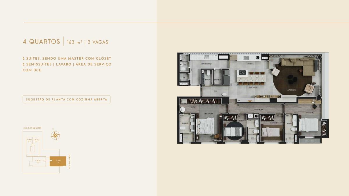 Apartamento, Funcionários, 4 Quartos, 3 Vagas, 2 Suítes