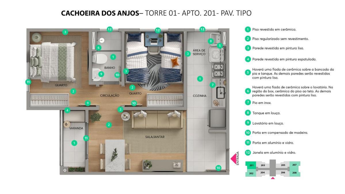Apartamento, Brasiléia, 2 Quartos, 1 Vaga