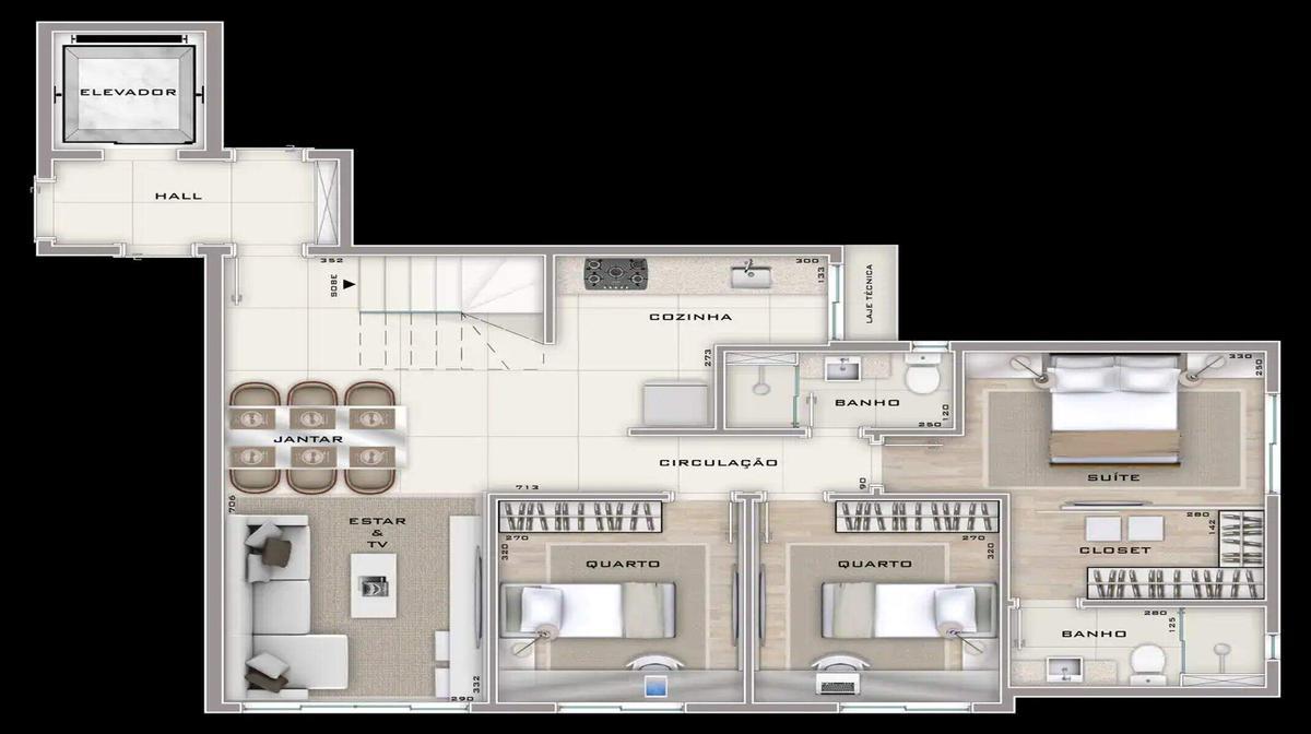 Cobertura, Serra, 3 Quartos, 2 Vagas, 1 Suíte