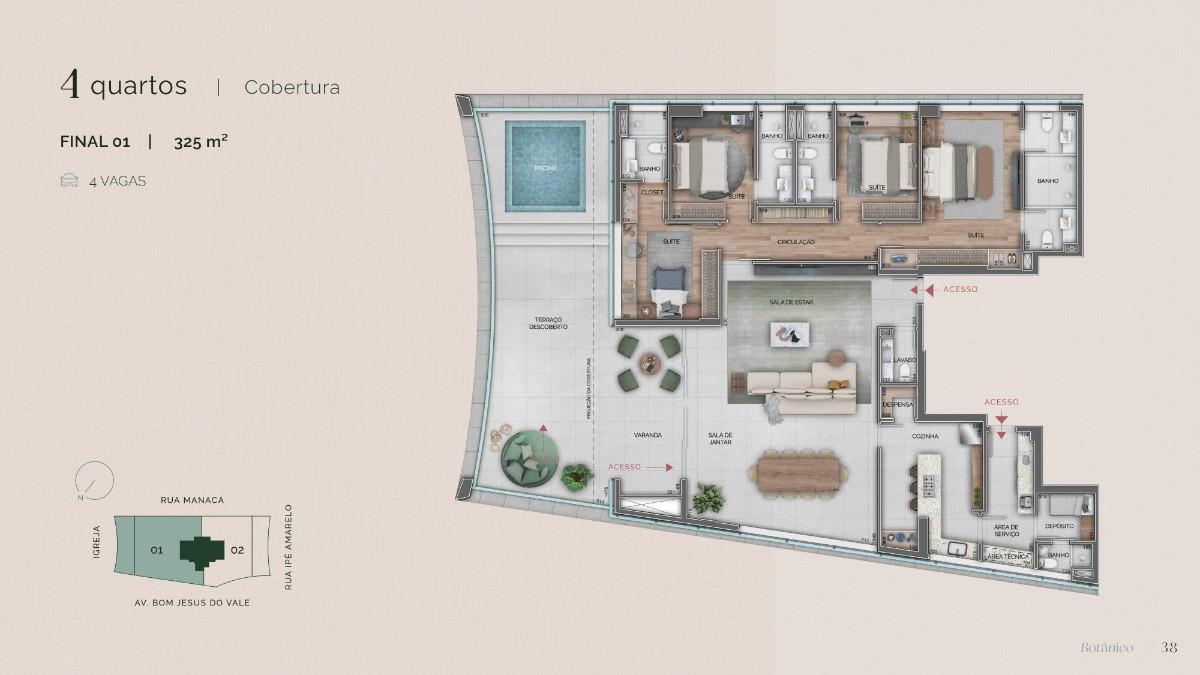 Apartamento, Vale do Sereno, 4 Quartos, 3 Vagas, 4 Suítes