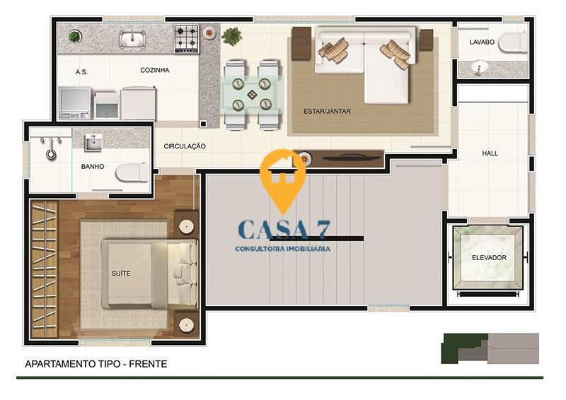 Apartamento, Anchieta, 1 Quarto, 1 Vaga, 1 Suíte