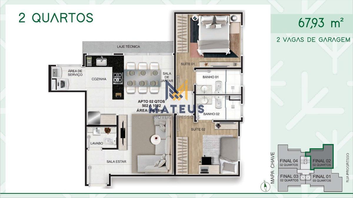 Apartamento, Padre Eustáquio, 2 Quartos, 2 Vagas, 2 Suítes